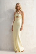 Halter Cutout Maxi Dress in Yellow