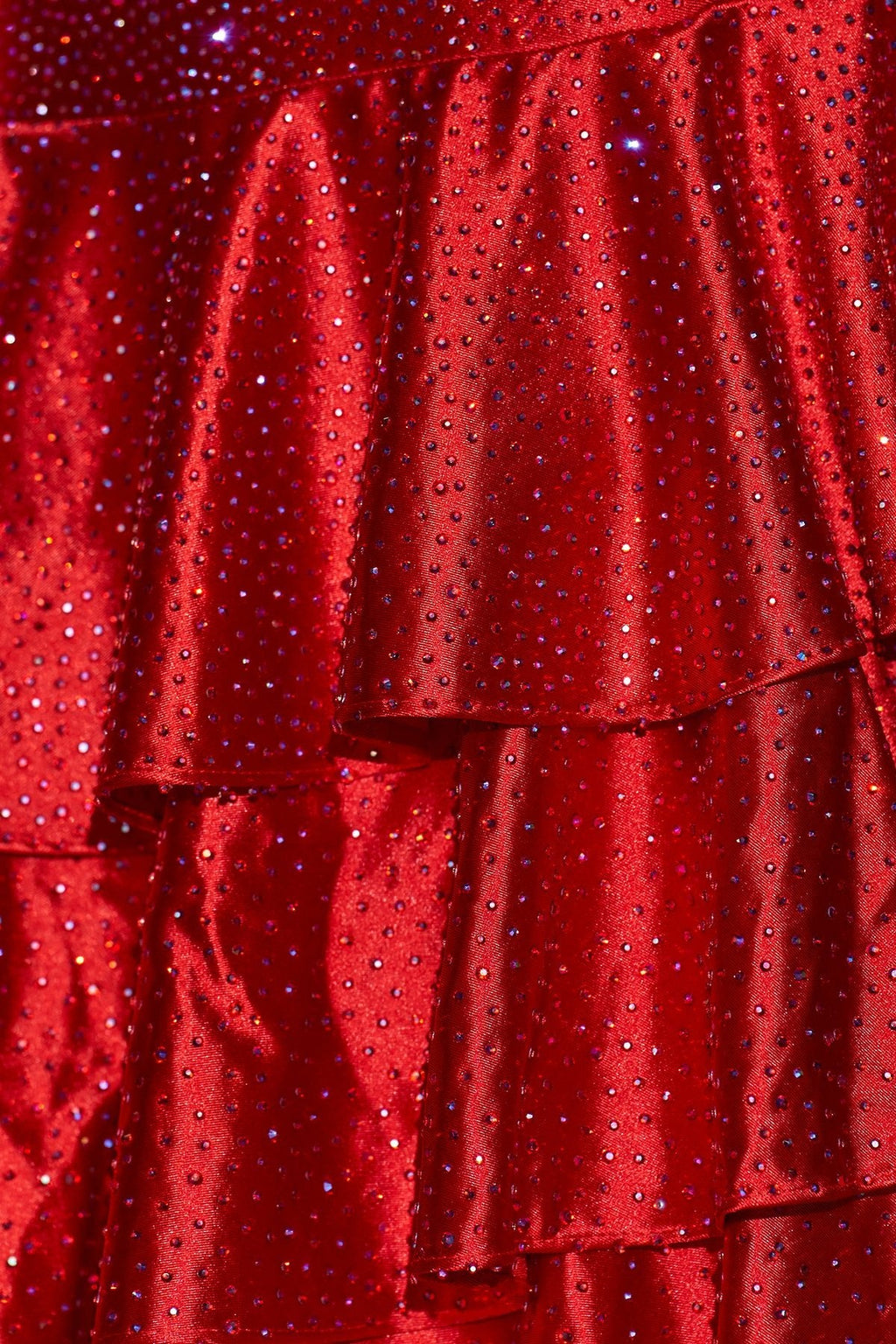 Halter Ruffled Prom Dress With Beading in Red