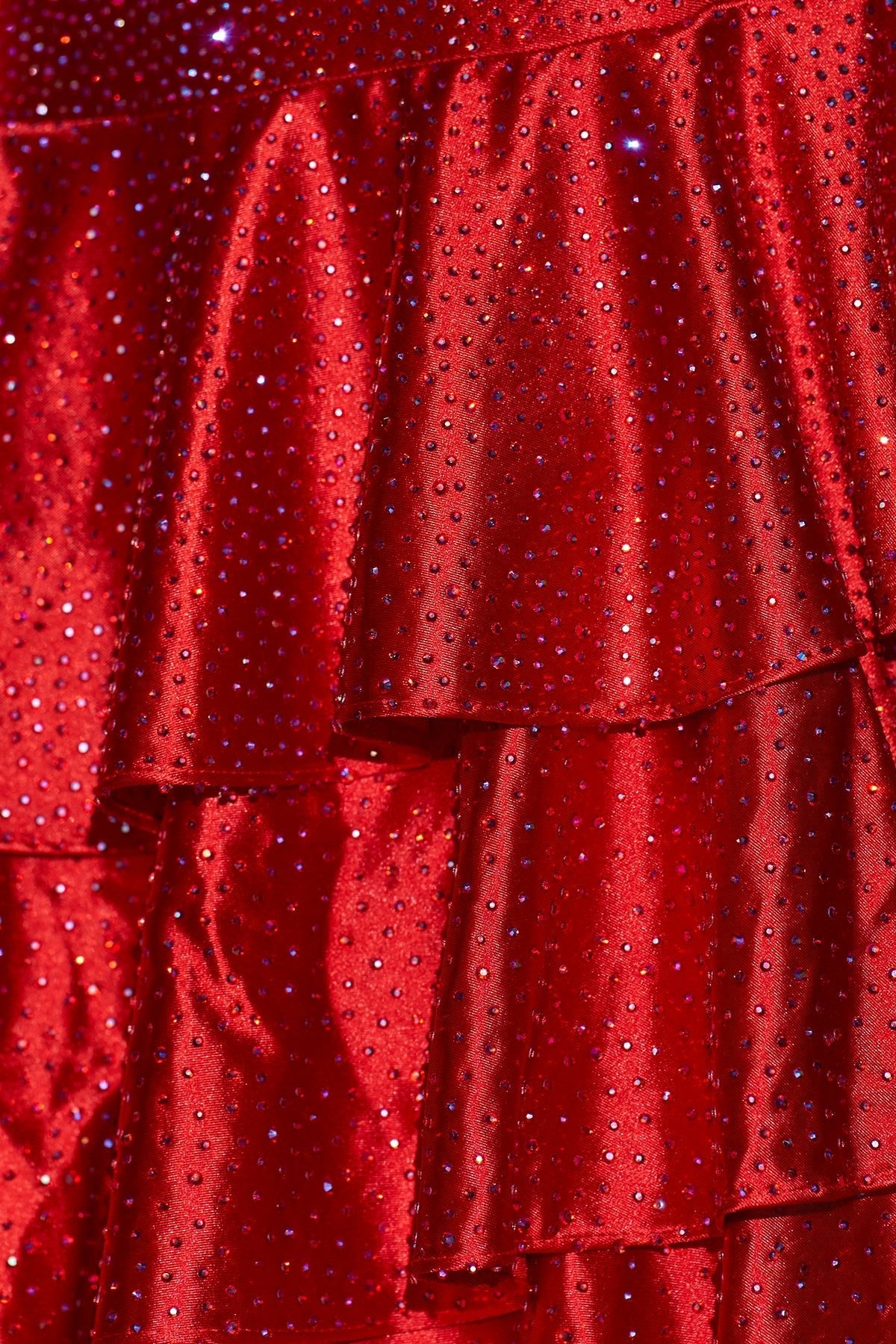 Halter Ruffled Prom Dress With Beading in Red