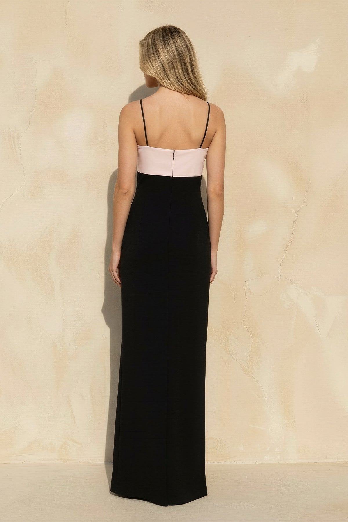 Spaghetti Straps Bow Maxi Dress in Black and Pink