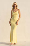 Spaghetti Straps Maxi Dress With Lace in Yellow